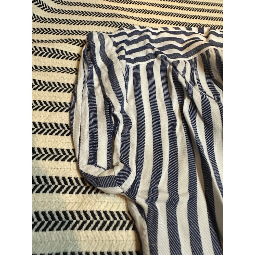 Workshop Republic‎ Clothing Striped V Neck Short Sleeve Blouse Women's M M Rayon - Picture 2 of 6